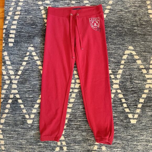 Aeropostale Womens Pants Red S Logo Low Rise Joggers Y2K Preppy Athleisure - Picture 2 of 10